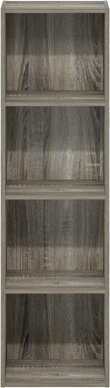 Furinno Luder – Estantería para libros, 4 niveles, cubos, roble francés