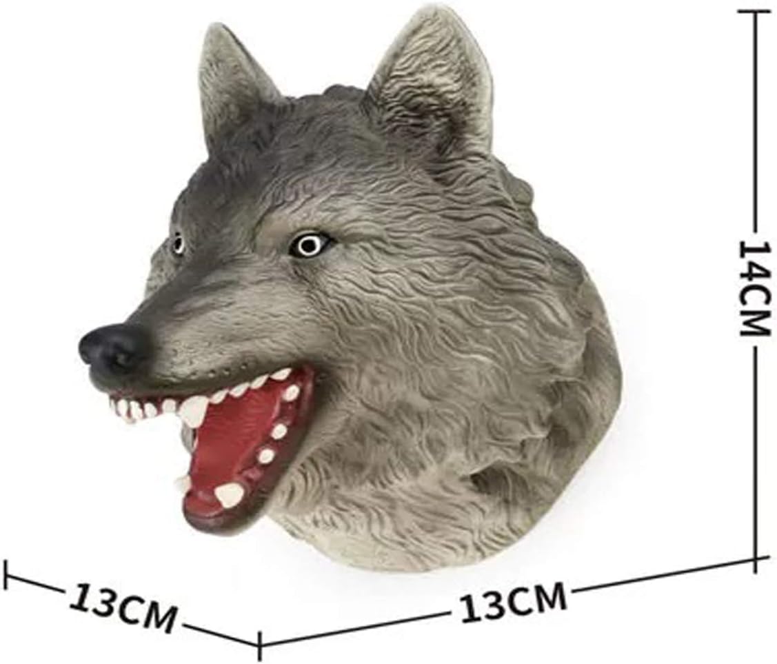 Gemini&Genius Marioneta de mano de animal para niños, figura de acción realista de goma suave, juguetes de juego de rol (lobo)