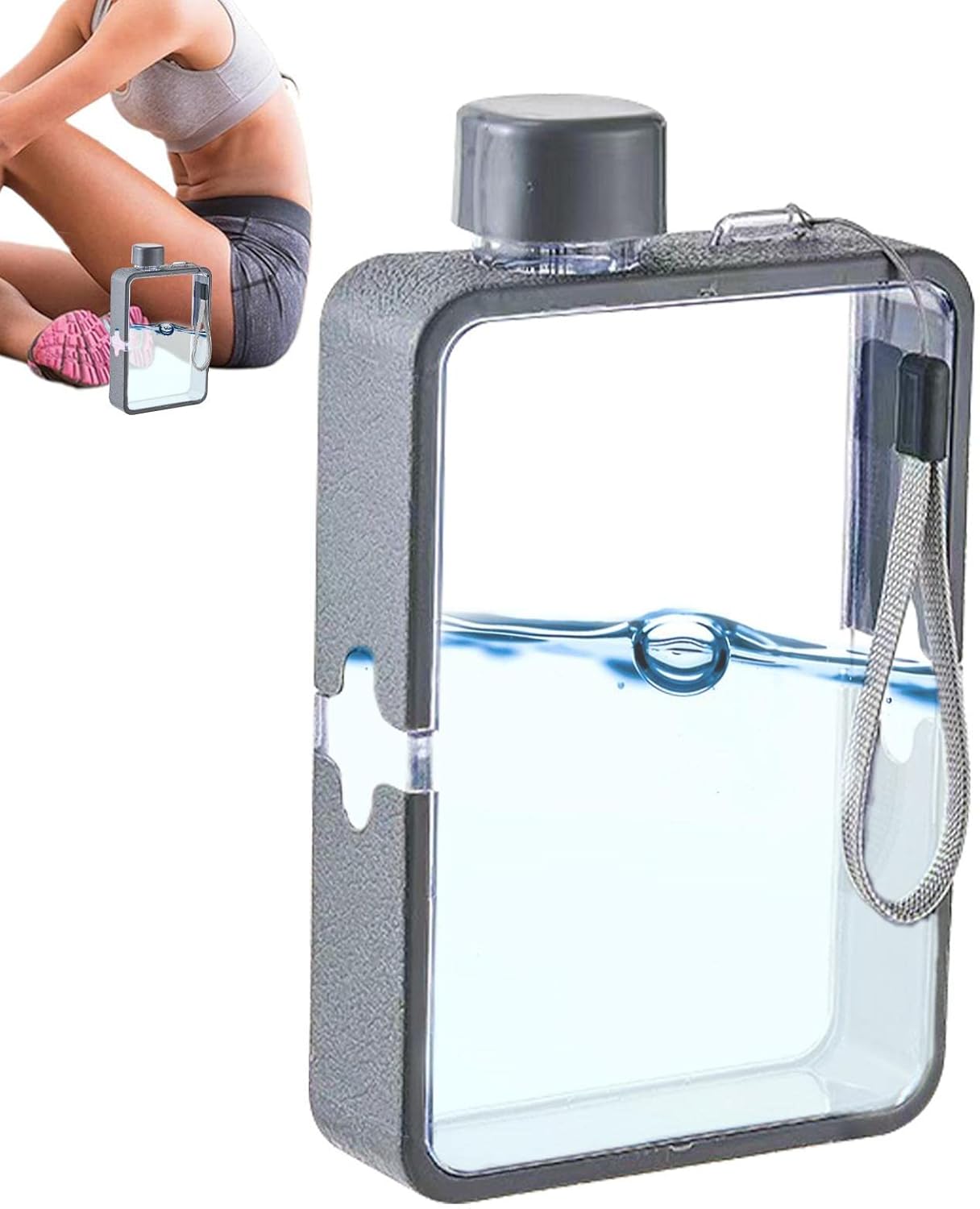 Slim Cold Flask  Botella de agua de bolsillo de 12.8 onzas  Diseño de moda Taza plana para estudiantes, taza de jugo portátil a prueba de fugas con