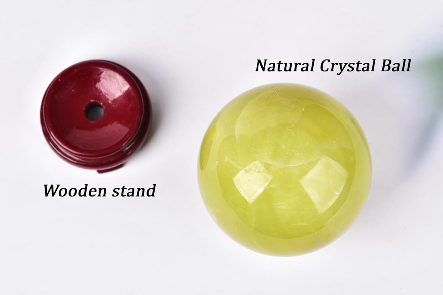 AMOYSTONE Esfera de adivinación de bola de jaspe verde con soporte de madera, bola decorativa, esfera de cristales curativos naturales para Feng