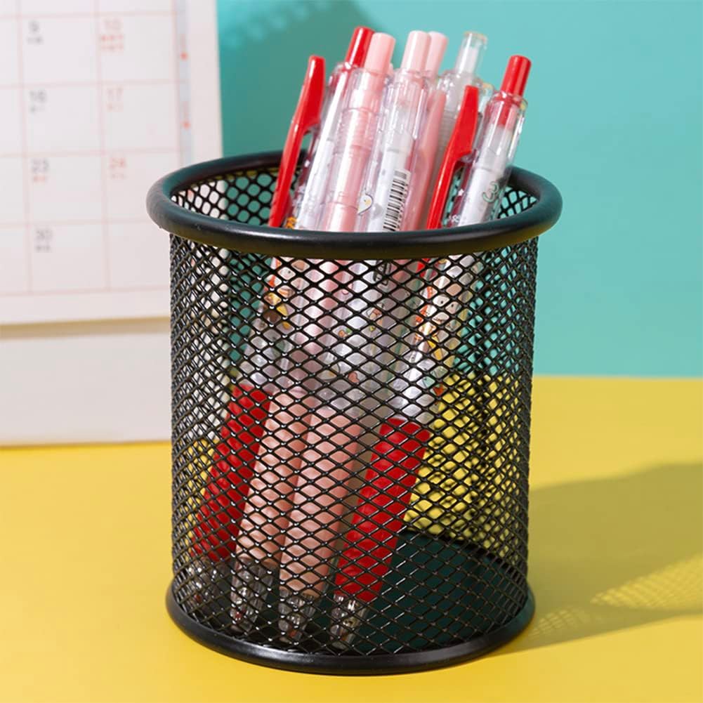 UNIYO Portalápices de malla – 4 bolígrafos de metal organizan vasos para lápices (verde)