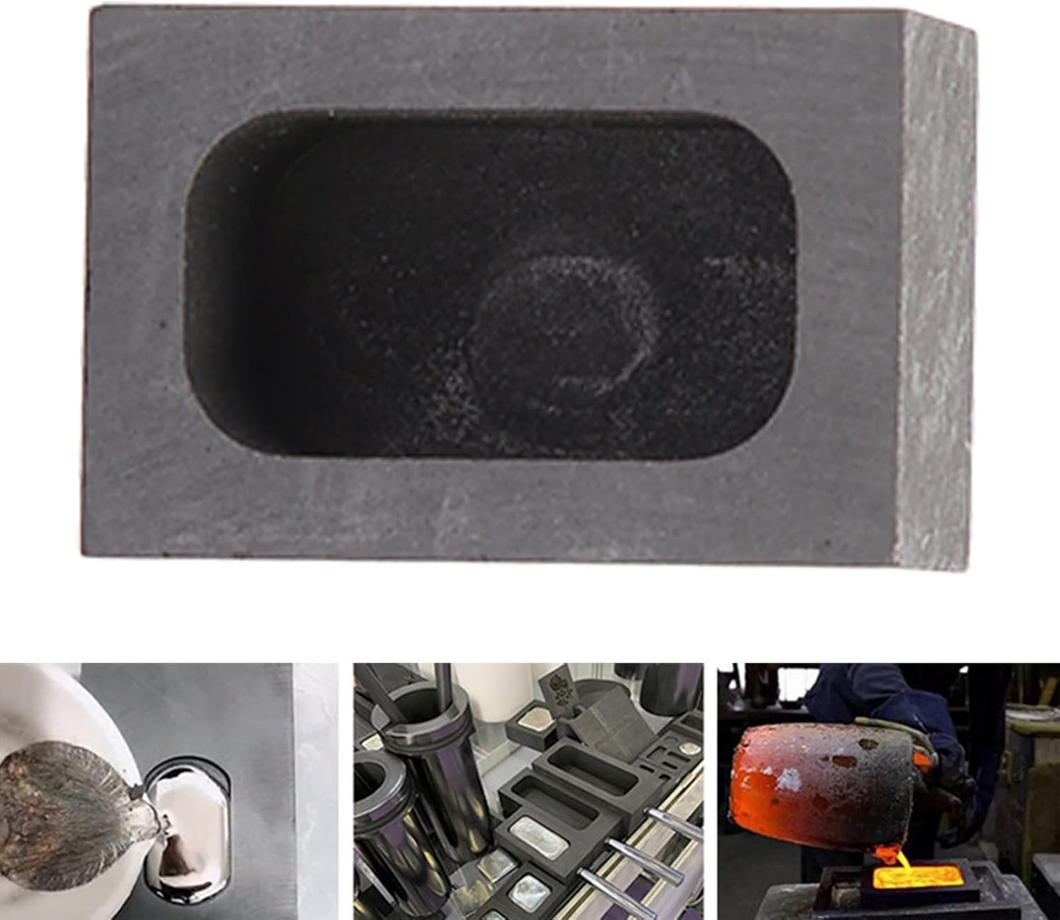 Molde de grafito rectangular estable de alta temperatura para fundir aleación de metal de fusión de oro y plata