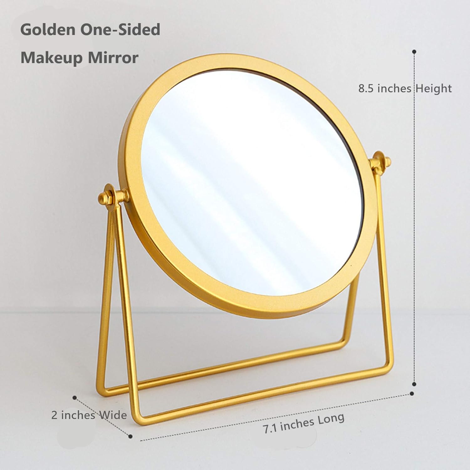 Geschaft – Espejo de maquillaje dorado de una cara para mesa, con rotación de 360, espejo de tocador de una cara, espejo giratorio redondo para