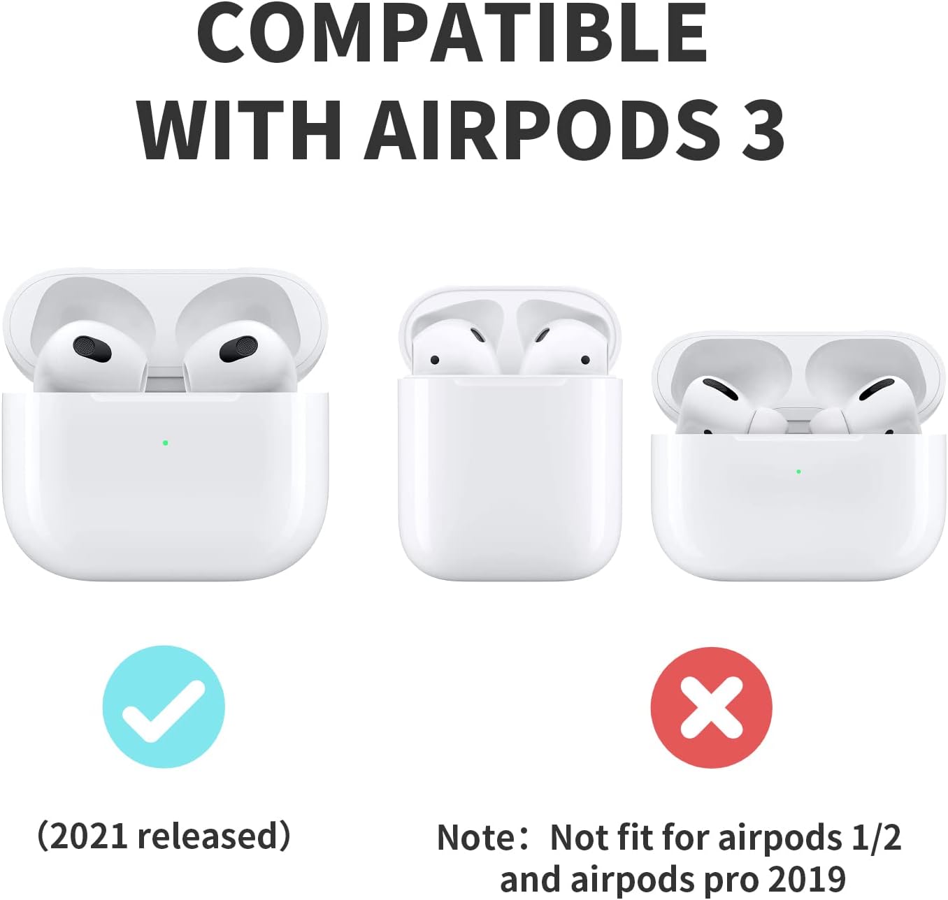 Armor – Funda para Airpods de 3 generación con llavero, de silicona resistente a prueba de golpes, funda protectora para Airpods de 3 generación LED