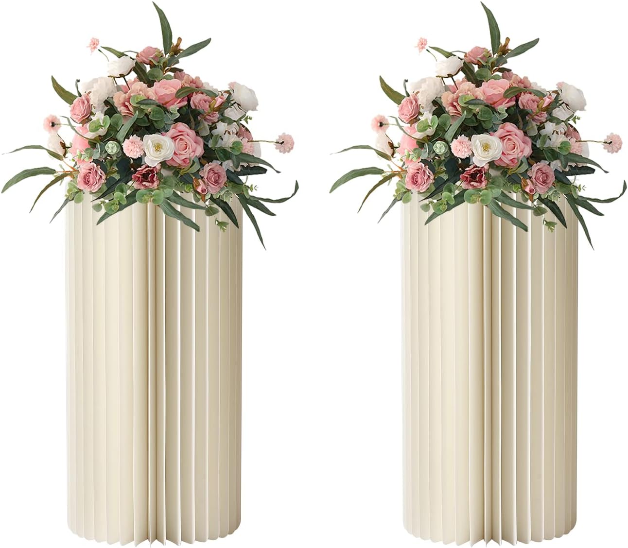 Wedding Centerpieces Cardboard Vases, Foldable Columns Display with PVC Lid, Flower Vase Flowers Stand Table Cylinder for Wedding Party Garden