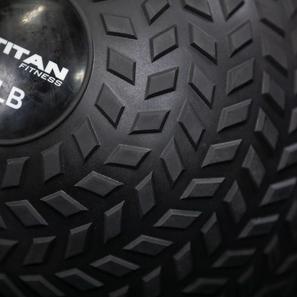 Titan Fitness Pelota de goma de golpe, rebote muerto, entrenamiento con pesas lanzar, atrapar, golpear, girar