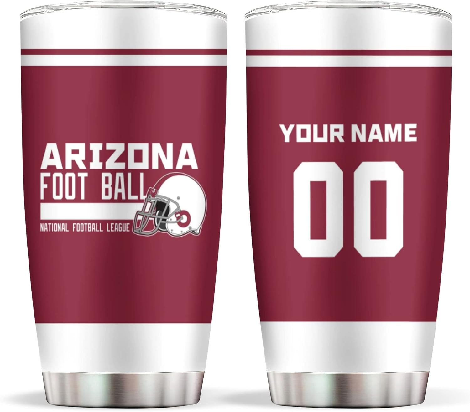 Arizona – Vaso personalizado de 20 onzas con tapas y pajita, taza de café de viaje personalizada, vasos aislados, regalo de fútbol para hombres,