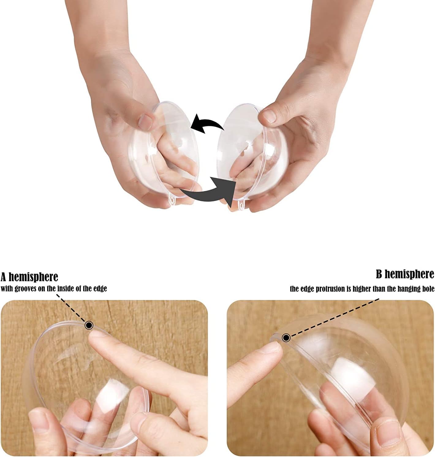 ZHMTang Esferas rellenables de plástico transparente para bricolaje, bola de plástico transparente acrílico para decoración de bodas, fiestas (3.94