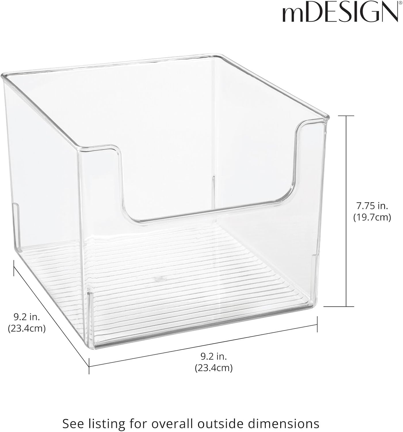 mDesign Contenedores organizadores de almacenamiento de plástico para el hogar con frente abierto para cocina, dormitorio, baño, oficina,
