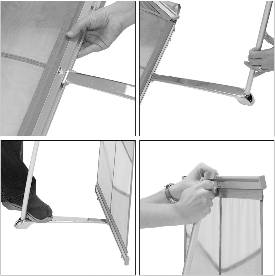 Vispronet Soporte para revistero de malla, resistente soporte para folletos enrollable de 4 bolsillos, estante portátil para literatura, exhibición