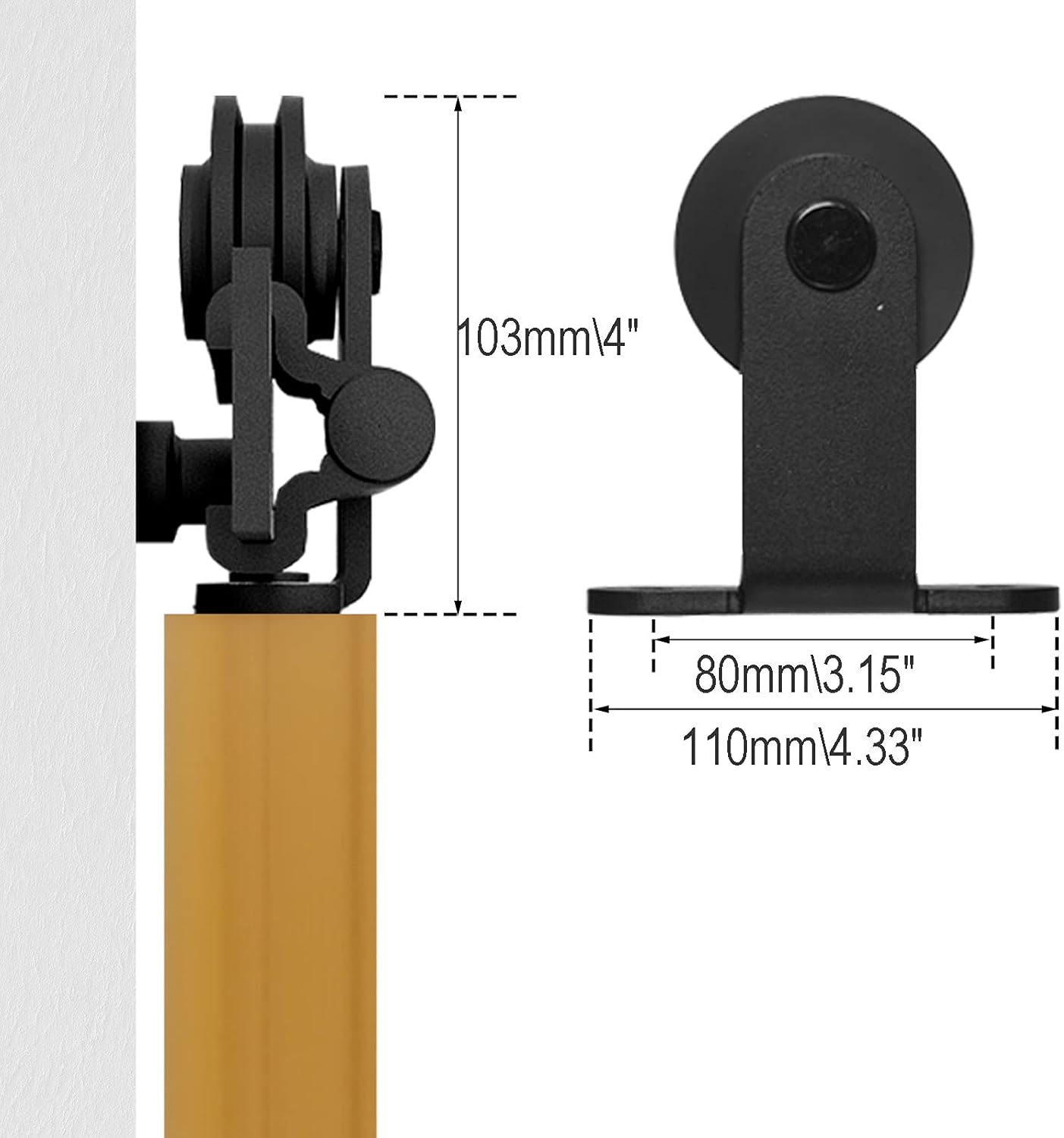 BONIKLUBA Kit de herrajes para puerta corrediza de granero de alta resistencia de 5.5 pies, montaje superior, juego de colgador de rodillo en forma