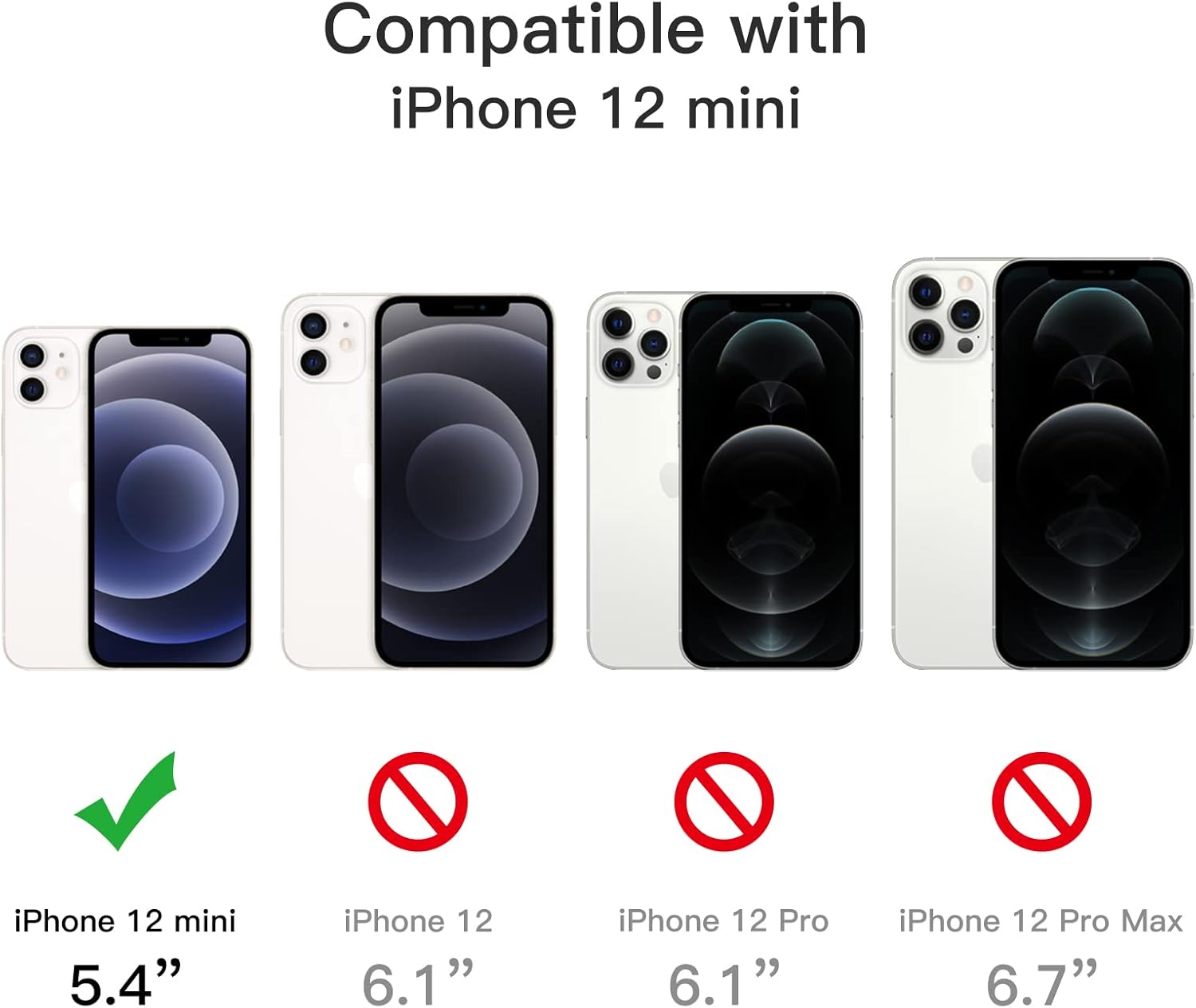 JETech Funda 3 en 1 para iPhone 12 Mini de 5.4 pulgadas, con 2 protectores de pantalla y 2 protectores de lente de cámara, película de vidrio