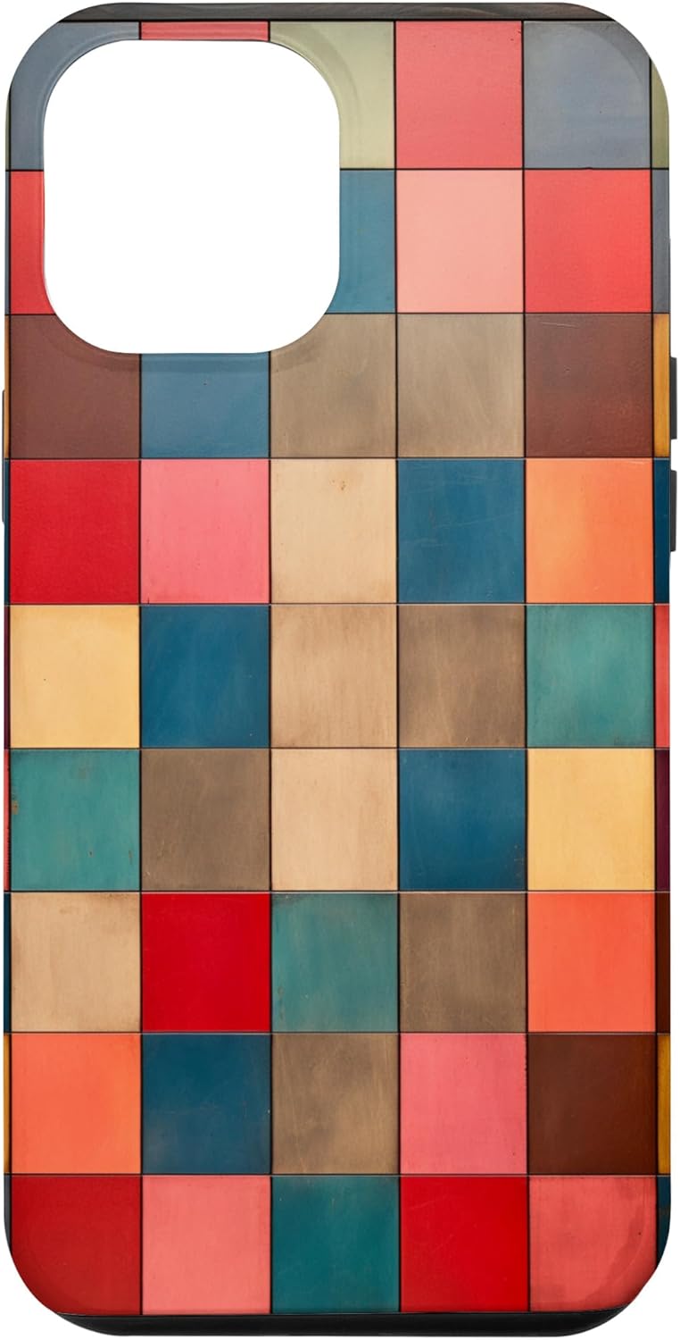 Funda protectora con diseño a cuadros multicolor radiante para iPhone 12 Pro Max
