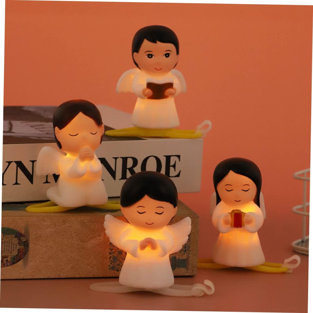 GANAZONO 12 piezas de decoración de pastel de hada de ángel, mini figuras de resina, decoración para automóvil, niño, estatuas de querubines, mini
