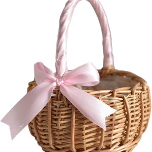 Cesta de flores de mimbre de ratán, cestas de niña de flores de boda, cesta tejida a mano de sauce con asas e inserto de plástico, cesta de dulces Cesta de flores de mimbre de ratán, cestas de niña de flores de boda, cesta tejida a mano de sauce con asas e inserto de plástico, cesta de dulces