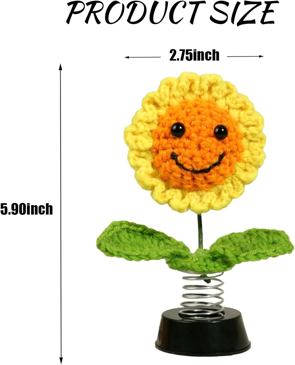 ZBGUN 1 pieza de decoración de girasol para tablero de automóvil, tejido a mano, flores creativas simuladas, prendas de punto artísticas hechas a