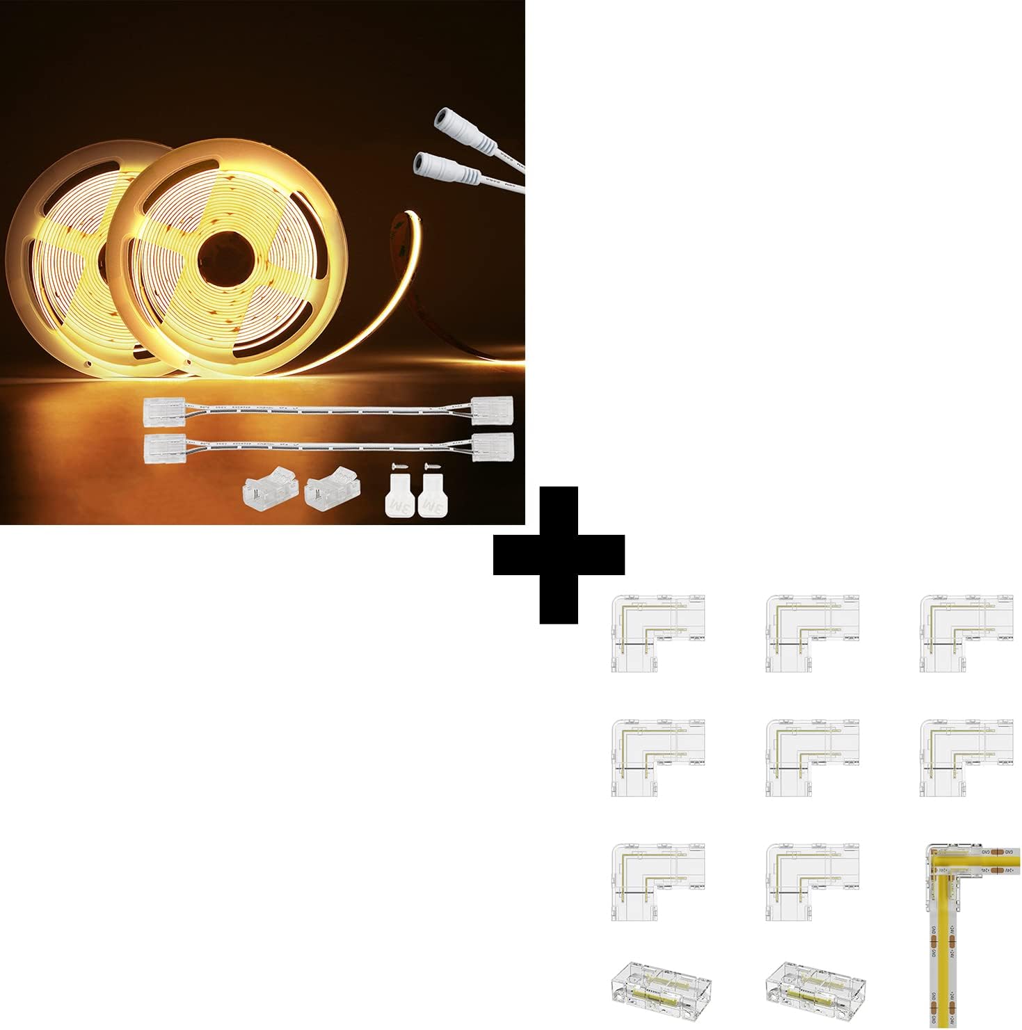 PAUTIX COB Tira de luces LED de 40 pies40.0 ft súper brillante, 504 LEDsm blanco cálido 3000K CRI90+ cinta LED flexible de 24 V para gabinetes de