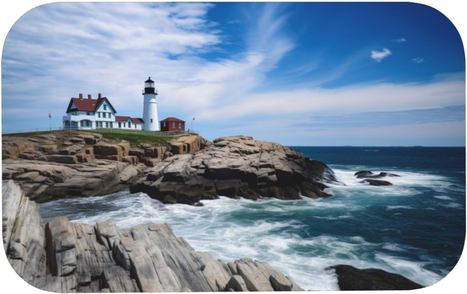 Sea Lighthouse – Tapete de baño de diatomeas de 19.7 x 31.5 pulgadas (cuadrado), tapete de diatomita absorbente para puerta de entrada del hogar,