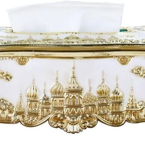 Soporte para cubierta de pañuelos, castillo creativo en relieve y diamantes de imitación rectangular de acrílico para caja de pañuelos Soporte para cubierta de pañuelos, castillo creativo en relieve y diamantes de imitación rectangular de acrílico para caja de pañuelos