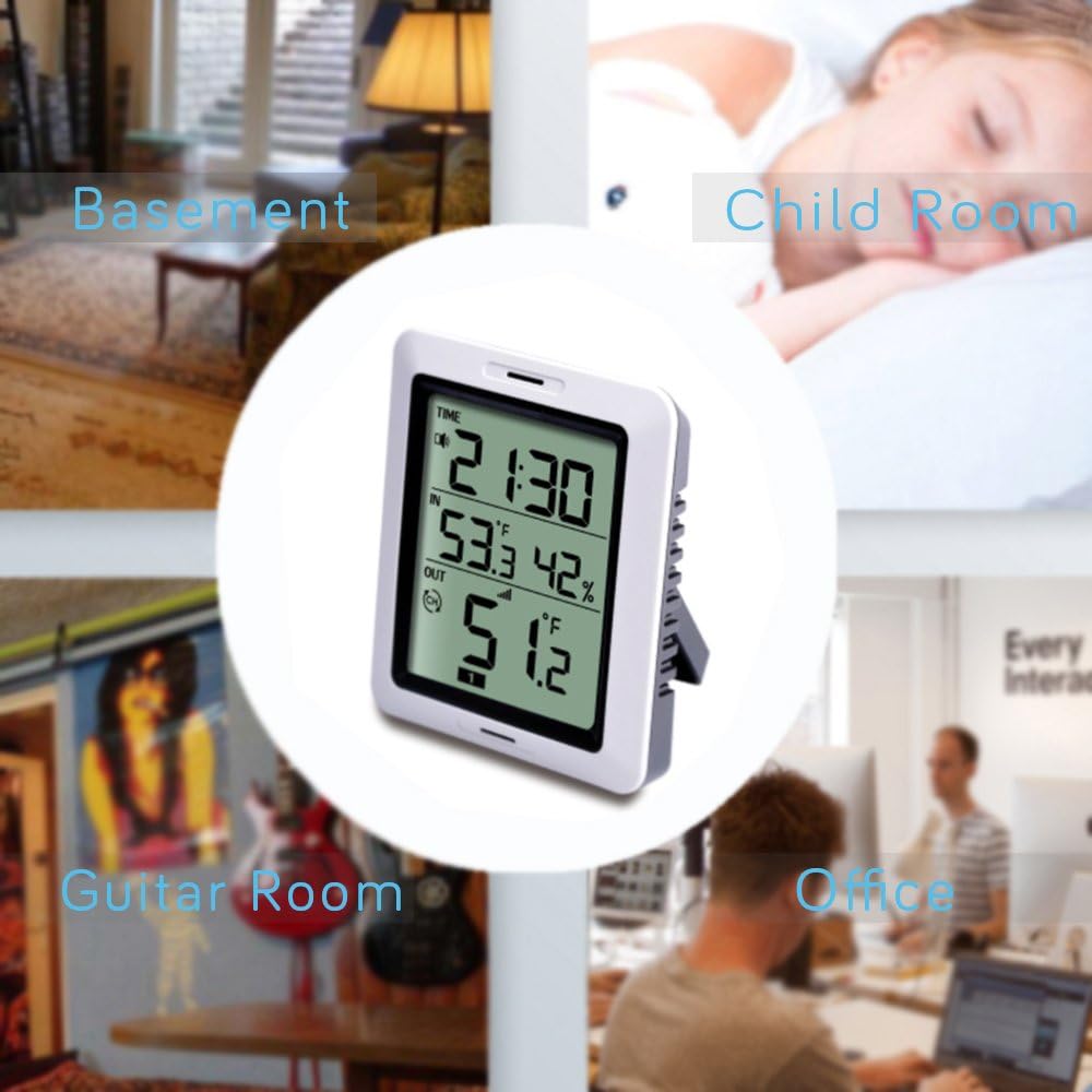 ECOWITT WH0280 – Termómetro inalámbrico para interiores y exteriores con monitor higrómetro interior, incluye termómetro WH53 para exteriores y