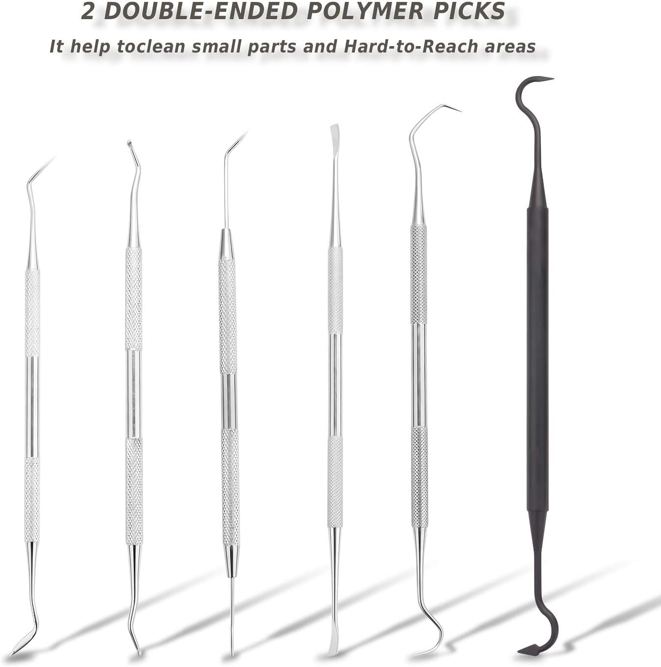 Juego de cepillos de limpieza de pistola Juego de púas de latón cobre acero nylon acero inoxidable Ploymer Pick Set cepillos de cerdas