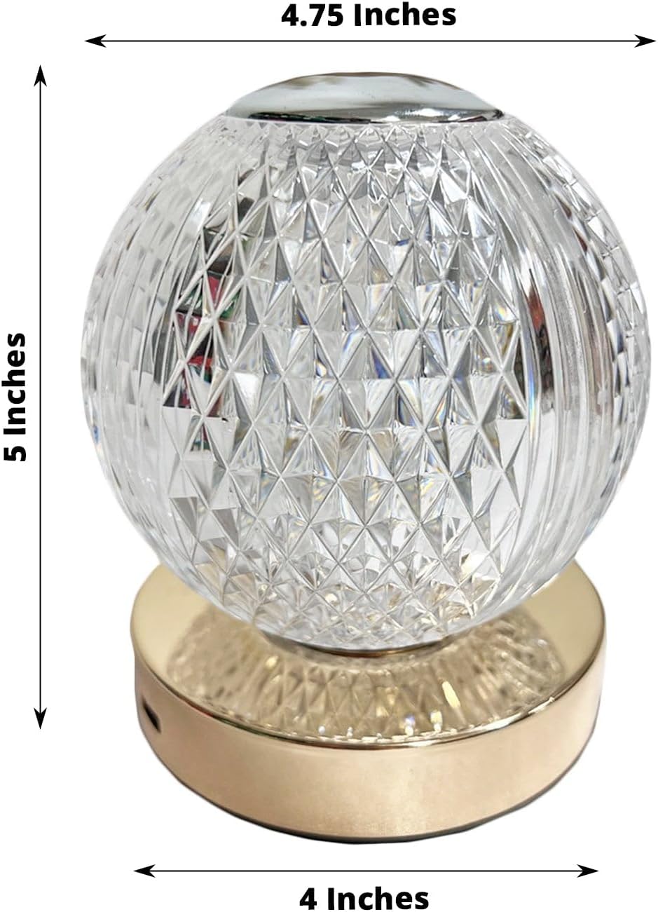 Efavormart – Lámpara de mesa LED regulable con bola de cristal de corte de diamante de 5 pulgadas con control táctil, luz nocturna decorativa