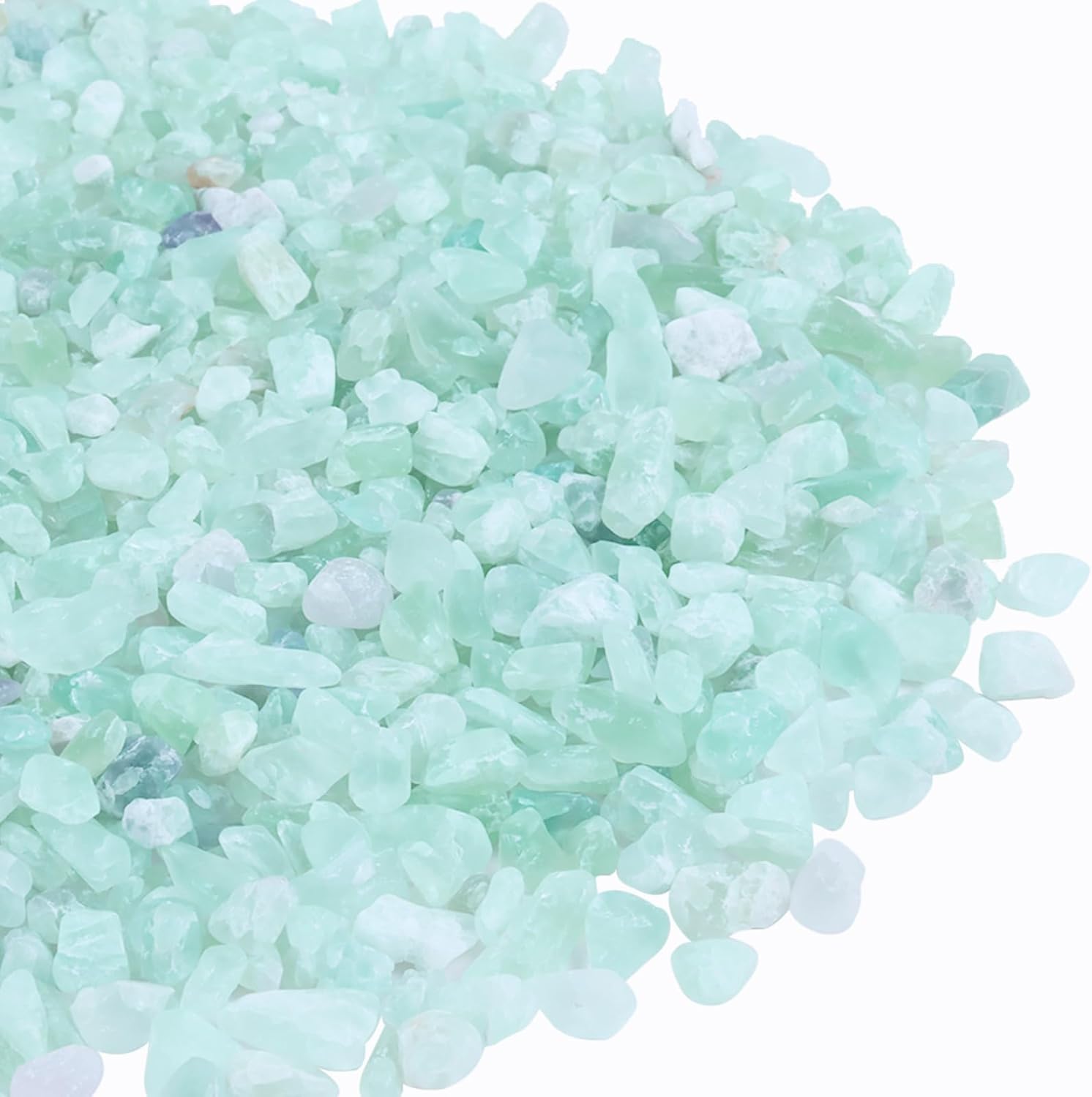 GLOREIEY Chips de fluorita turquesa, piezas de cuarzo de cristal triturado, pequeñas piedras pulidas para manualidades, fabricación de joyas,