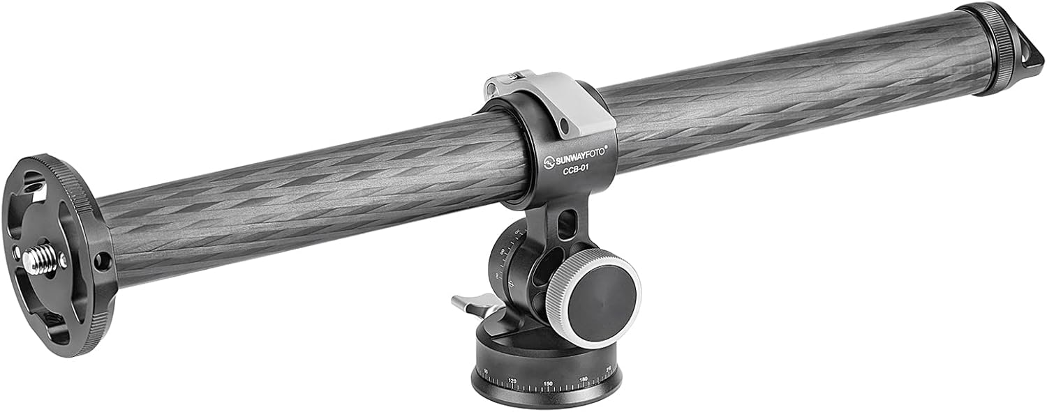 SUNWAYFOTO CCB-01 1.260 in trípode de carbono brazo superior con 2-Way Head Kit DSLR Overhead Mount para disparo horizontal
