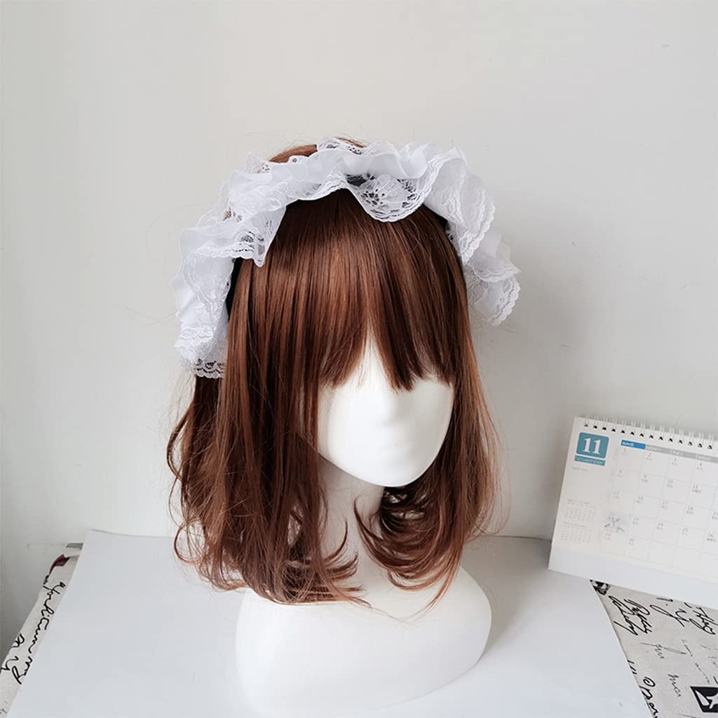 Lolita – Diadema de encaje con volantes y encaje multicapa, diadema de encaje de malla, tocado dulce de criada, accesorios para el cabello