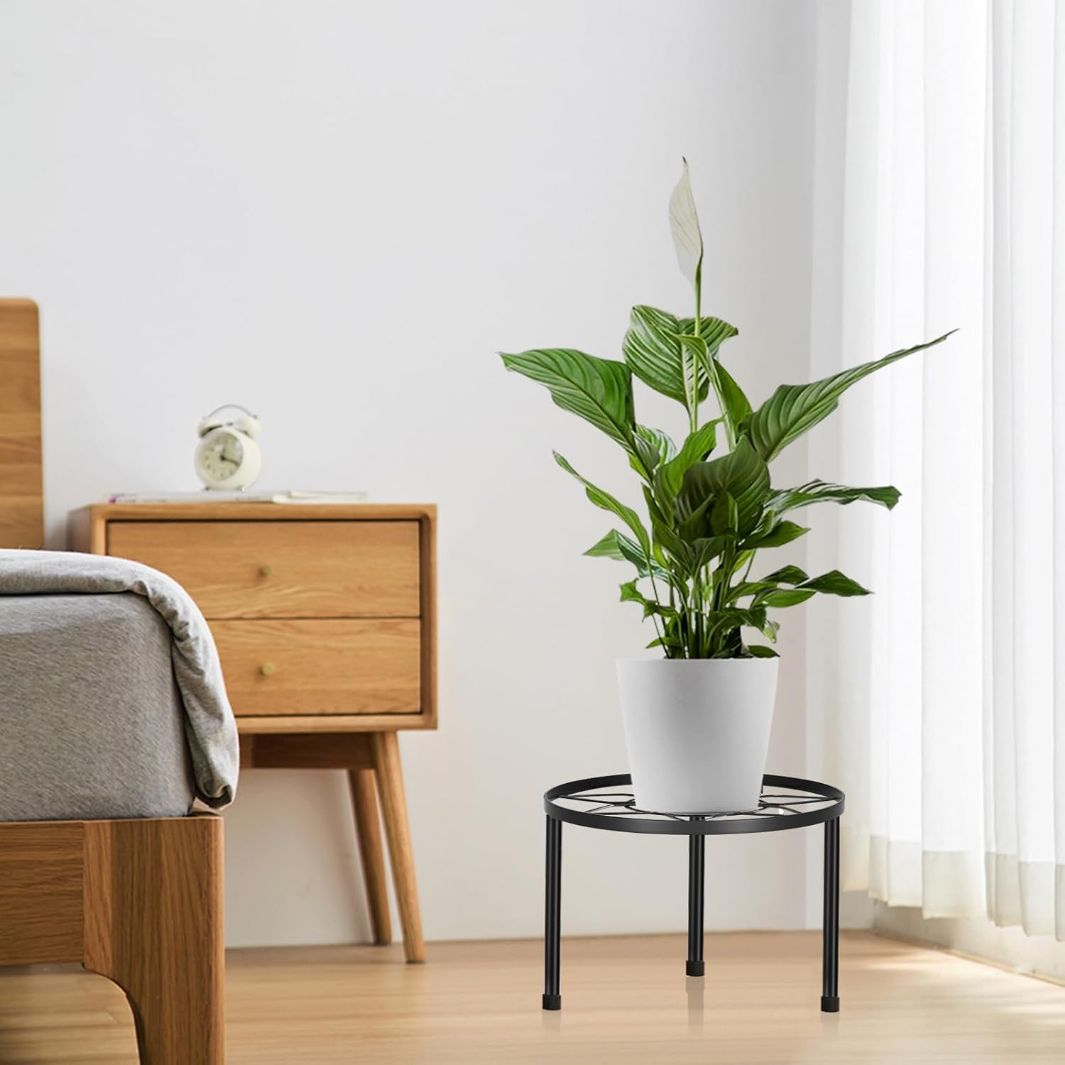 Paquete de 5 soportes de metal para múltiples plantas, soportes resistentes para macetas para plantas de interior y exterior, estante redondo de