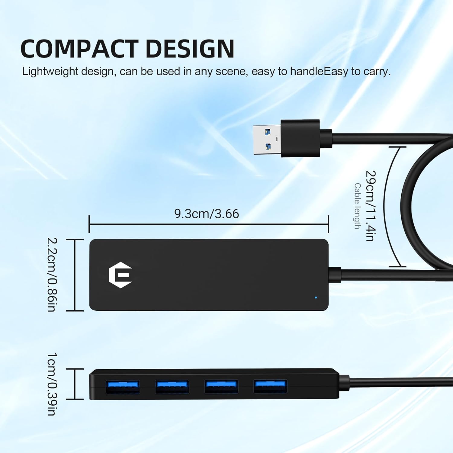 Tiergrade Concentrador USB, concentrador USB 3.0 de 4 puertos con interruptor de alimentación y puerto USB C adicional, adaptador USB ultrafino