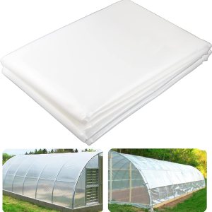 Yowlieu Lámina de plástico transparente para invernaderos de 12 x 25 pies, 6 mil, resistente a los rayos UV, cubierta de plástico para invernaderos, Yowlieu Lámina de plástico transparente para invernaderos de 12 x 25 pies, 6 mil, resistente a los rayos UV, cubierta de plástico para invernaderos,