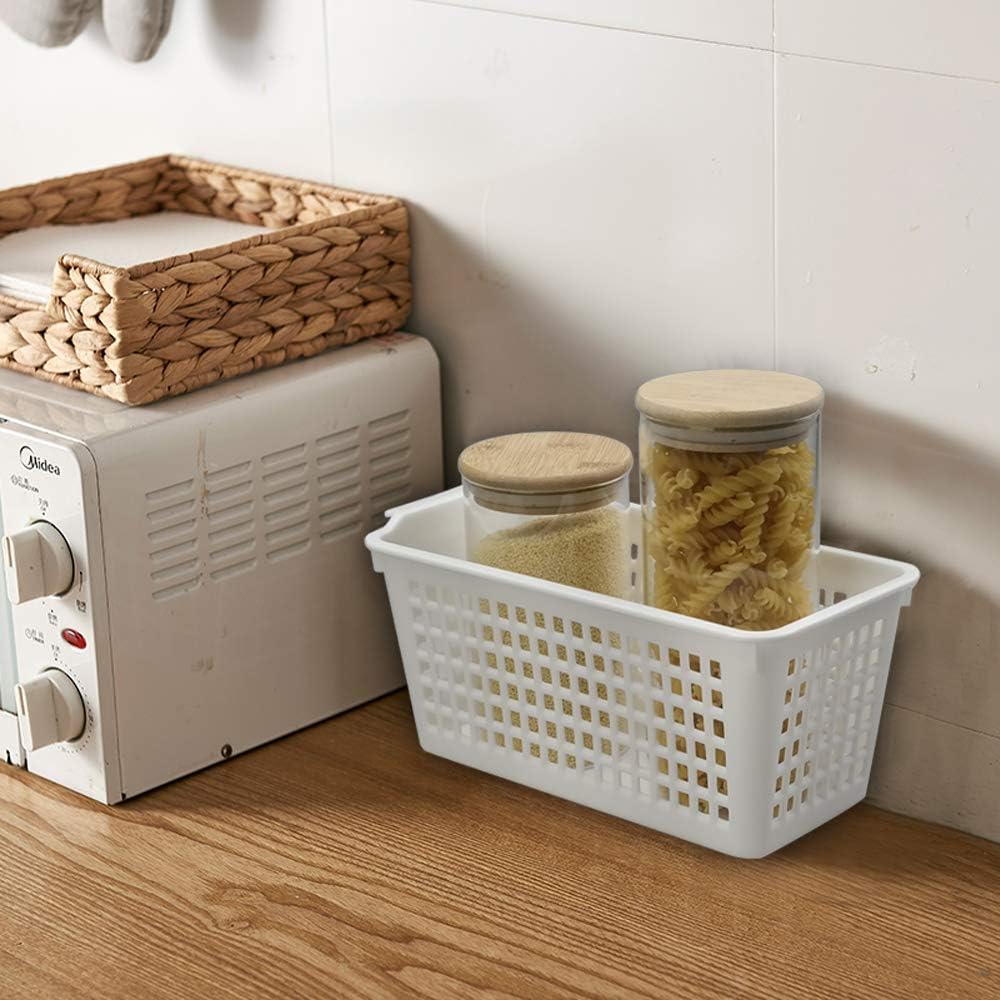 Cesta de almacenamiento de plástico, cestas de plástico delgadas profundas, 6 paquetes