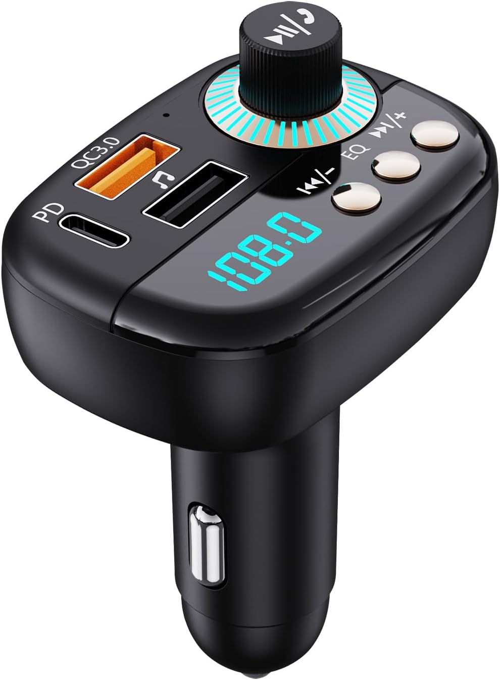 Transmisor FM Bluetooth 5.1 para automóvil, reproductor de MP3 manos libres, kit de audio de radio inalámbrico, carga PD carga rápida de 20 W +