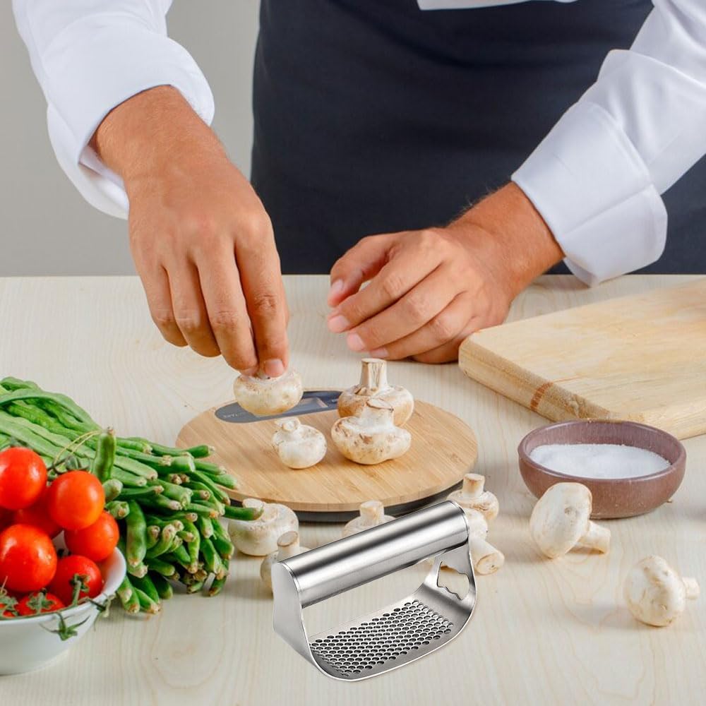 Stainless Steel Garlic Press, 2024 New Garlic Press Rocker Crusher Garlic Masher, Premium Sainless Steel Manual Garlic Presser Crusher Garlic (A)
