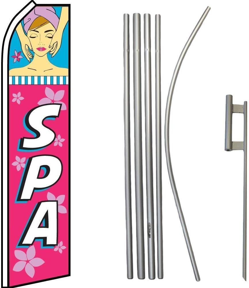 Premium SPA PinkSwooper Flag & 16ft Flagpole KitGround