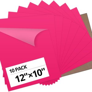 HTVRONT Paquete de 10 vinilos de transferencia de calor rosa de 12 x 10 pulgadas para camisetas, vinilo rosa neón para Cricut, Silhouette Cameo o HTVRONT Paquete de 10 vinilos de transferencia de calor rosa de 12 x 10 pulgadas para camisetas, vinilo rosa neón para Cricut, Silhouette Cameo o