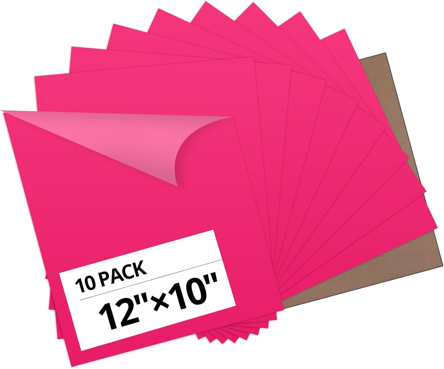 HTVRONT Paquete de 10 vinilos de transferencia de calor rosa de 12 x 10 pulgadas para camisetas, vinilo rosa neón para Cricut, Silhouette Cameo o