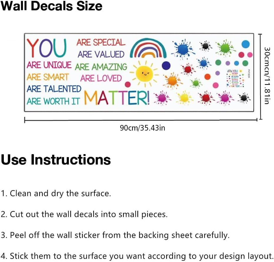 Mirabuy Calcomanías de pared coloridas con citas inspiradoras, calcomanías de pared con palabras positivas para guardería, sala de juegos,