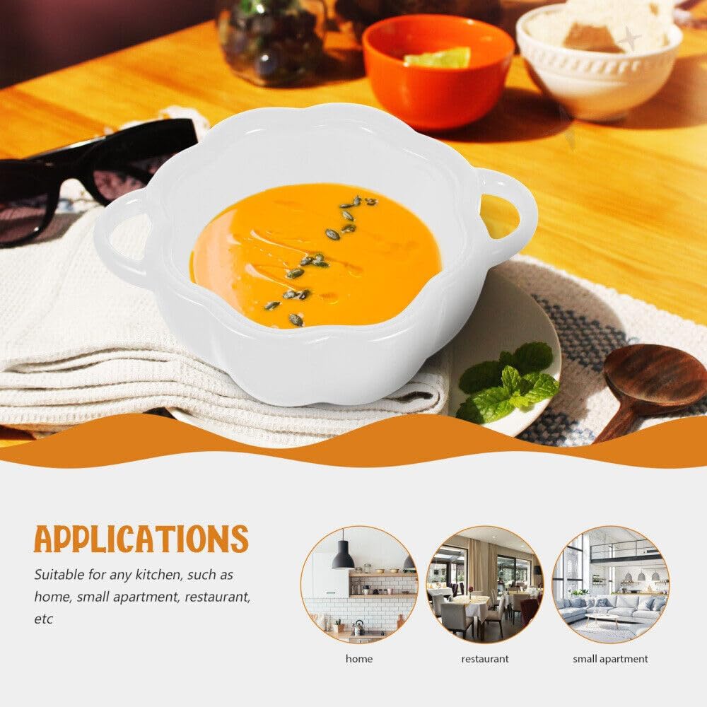 Cuenco de sopa de calabaza de cerámica con tapa, plato de calabaza con cereal de sopa de cerámica con tapa, vajilla creativa de moda (naranja)