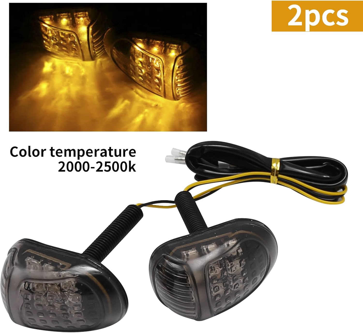 2 luces intermitentes de 12 V ámbar para motocicleta, 9 LED, montaje empotrado, indicadores intermitentes adecuados para todas las motocicletas de