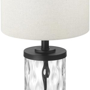 Globe Electric 61000044 Lámpara de mesa de vidrio regado rellenable de 20 pulgadas, base de bronce aceitado, pantalla de lino beige, cable negro, Globe Electric 61000044 Lámpara de mesa de vidrio regado rellenable de 20 pulgadas, base de bronce aceitado, pantalla de lino beige, cable negro,