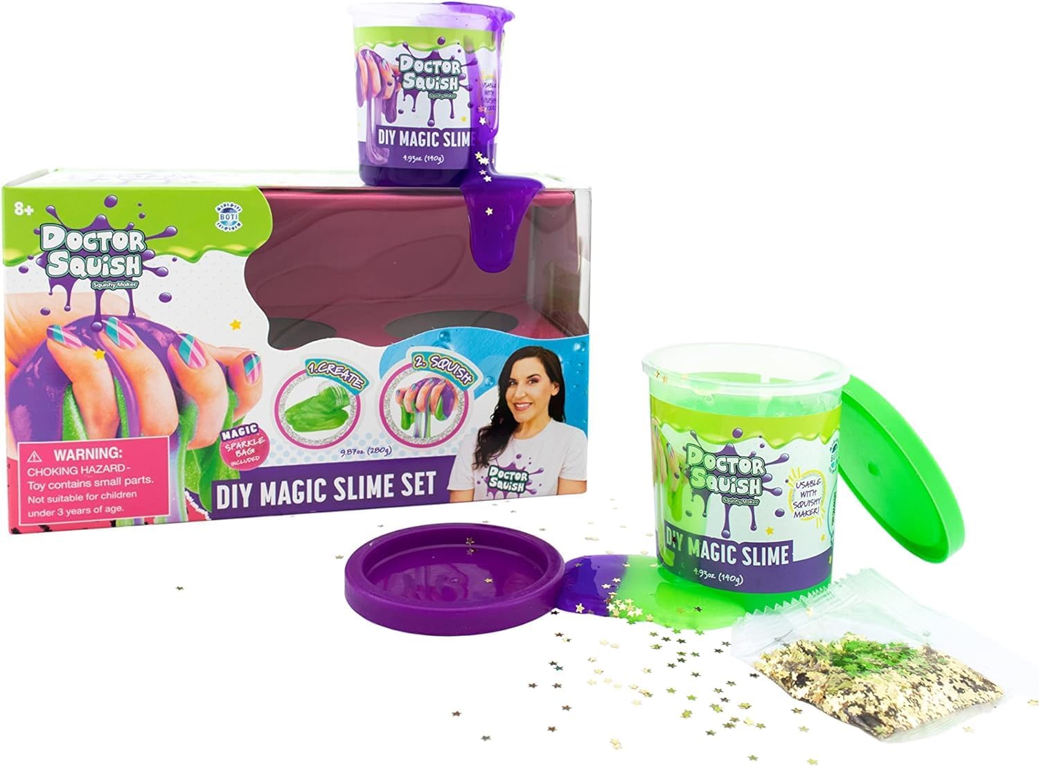 Juego de slime mágico de bricolaje, verde y morado, 1 unidad (paquete de 1)