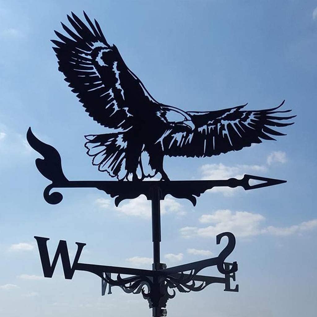 Alnicov Veleta de metal animal, veleta negra vintage, indicador de dirección del viento hueco para decoración de techo de jardín al aire libre