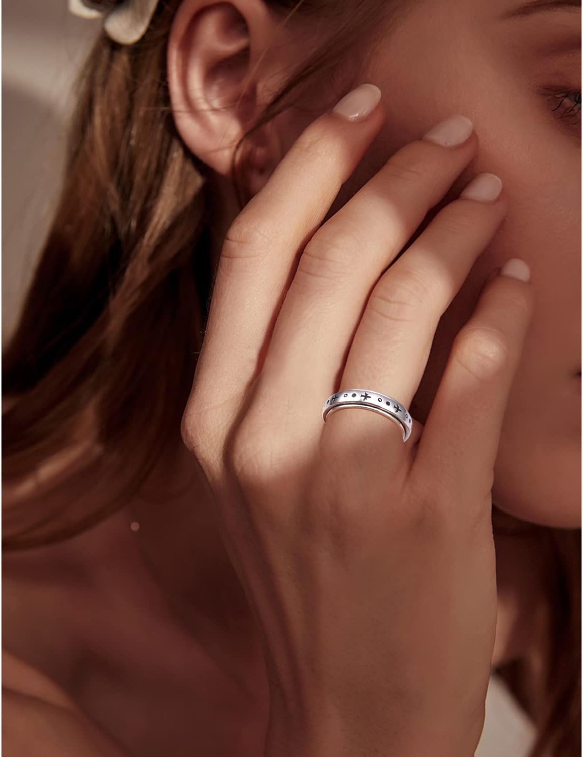 Anillo giratorio de avión para mujeres, hombres, niños y niñas, de plata de ley 925, anillos antiestrés para ansiedad, alivio del estrés, TDAH,