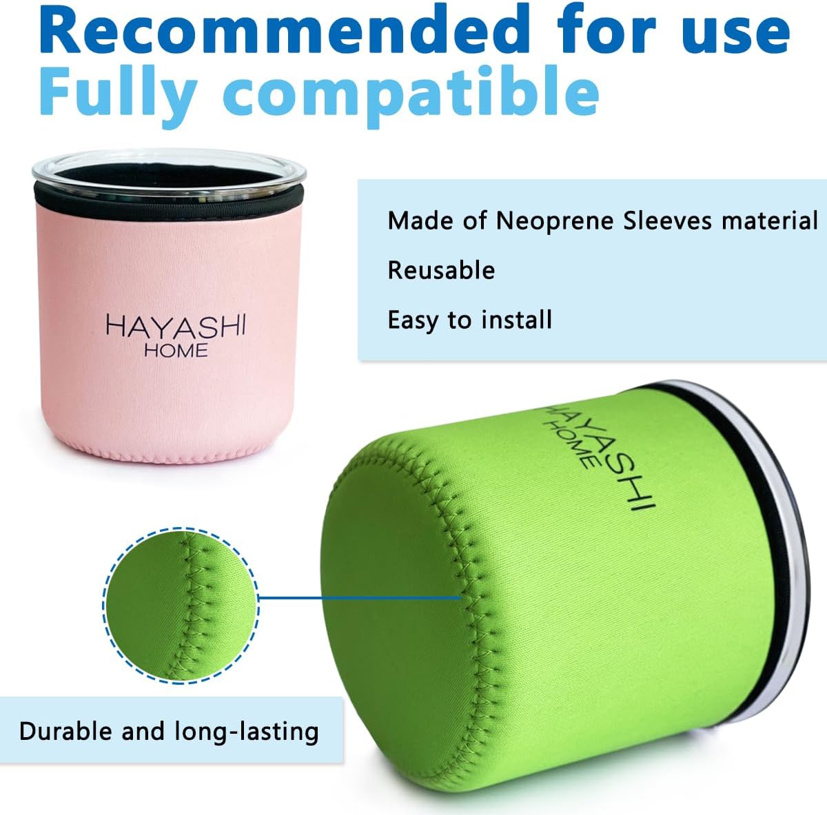 Paquete de 4 fundas de neopreno para helados compatibles con contenedores Ninja Creami Pints NC299, NC300, NC301 – HAYASHI home