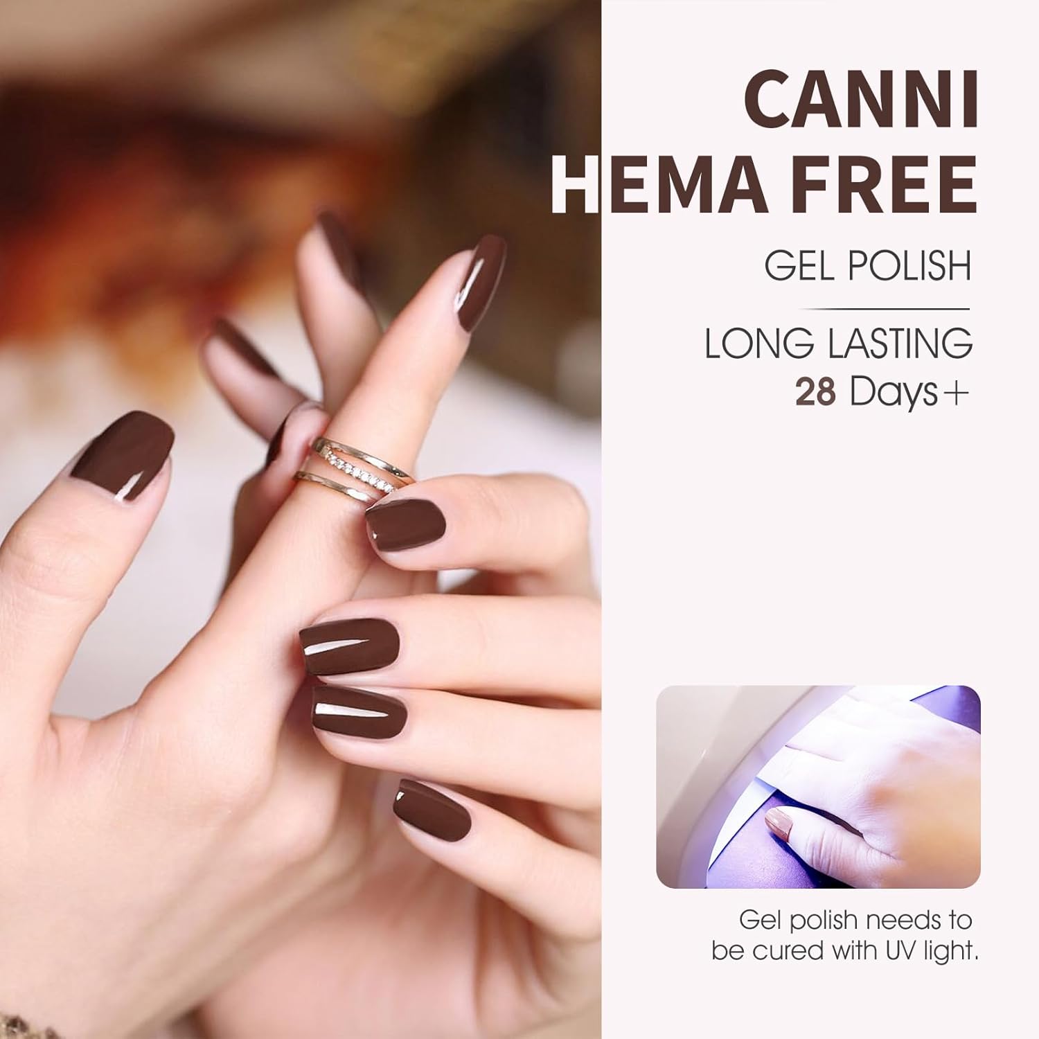 CANNI Juego de esmaltes de uñas de gel sin hema, de 0.3 fl oz, kit de 6 esmaltes de gel de colores nude, kit de manicura de gel de uñas LED para