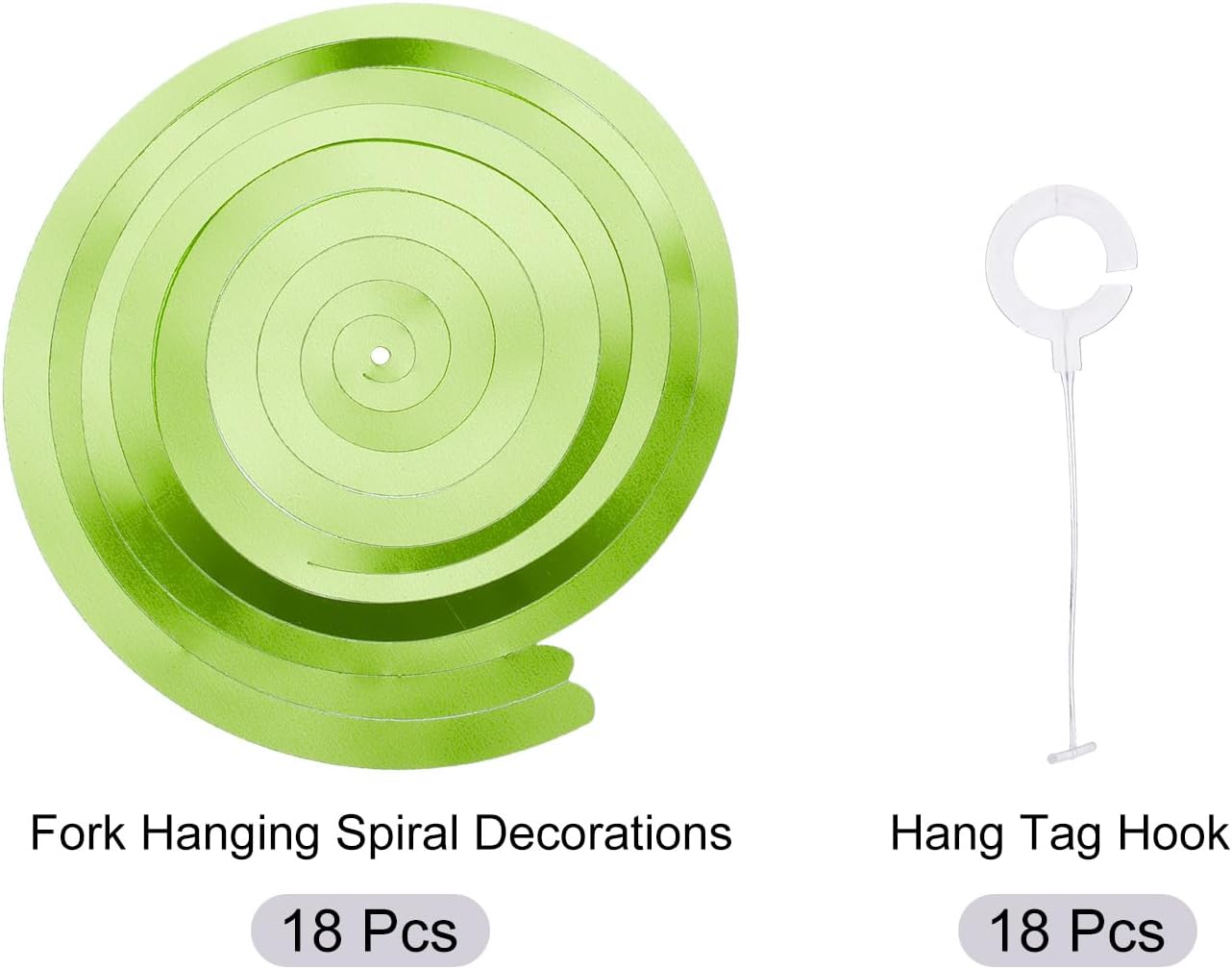 MECCANIXITY 18 espirales colgantes de color verde claro para fiestas, decoración colgante de doble tira de papel de aluminio de 27.6 pulgadas,