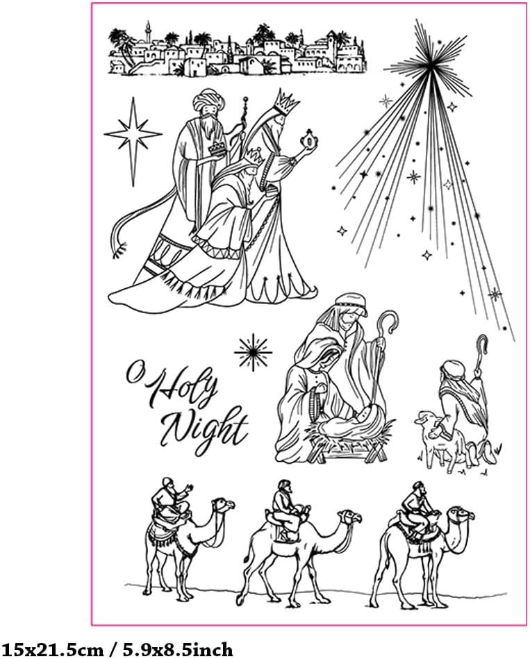 Feliz Navidad Santa Noche Estrella Clear Sellos para la decoración de tarjetas y DIY Scrapbooking 3090909