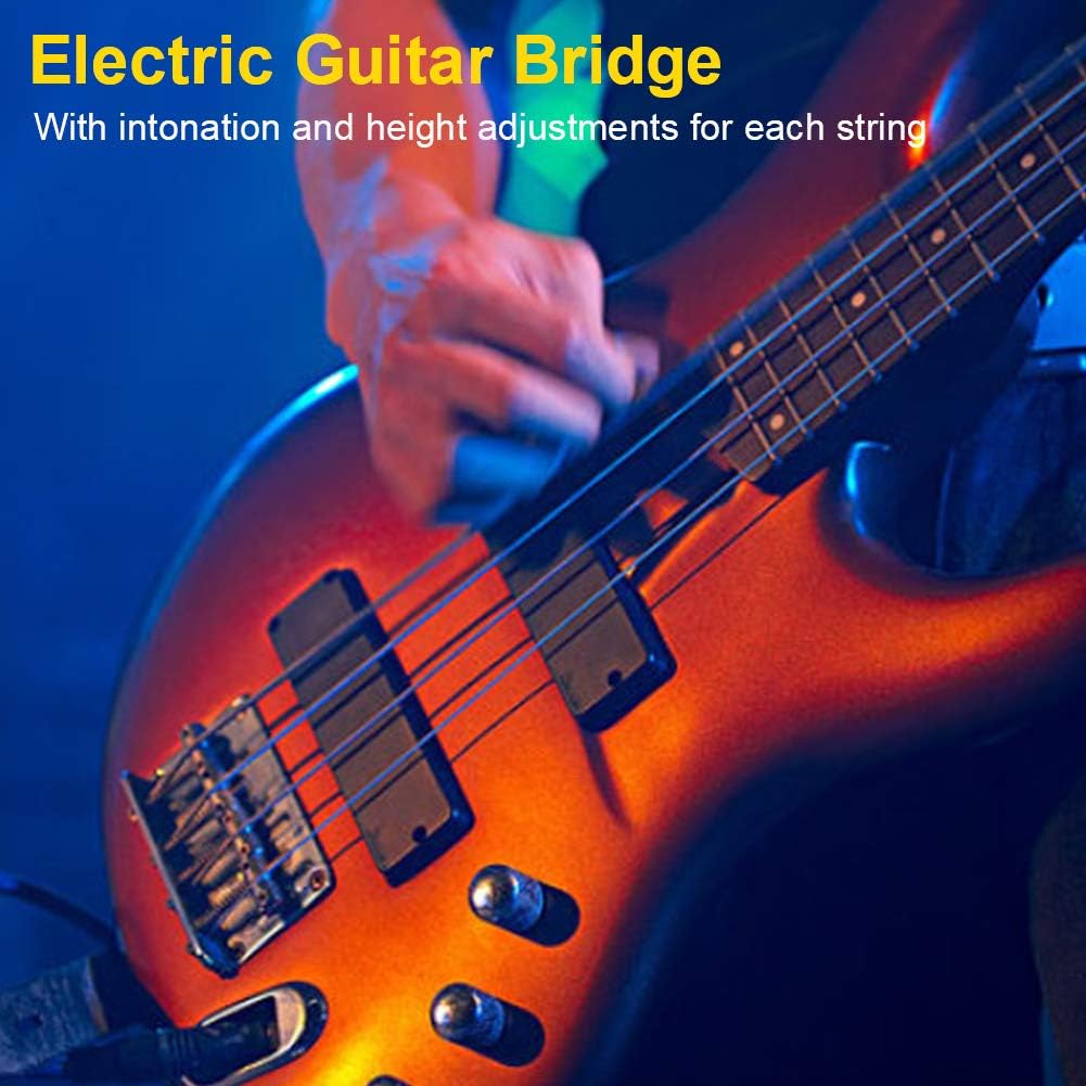 Bnineteenteam Puente de guitarra eléctrica de metal fijo Hardtail Saddle Bridge para 4 cuerdas Cigarbox Guitarra eléctrica Bajo Ukelele con juego de